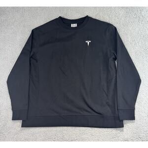 Tesla Motors Merch Sweater Black Long Sleeve Pullover Crew Neck Logo Men's Large